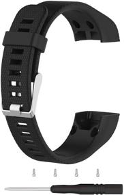 img 1 attached to 📟 Garmin Vivosmart HR+ Replacement Silicone Wristbands - Compatible Bands for Men and Women, Straps Bracelet for Vivosmart HR Plus, Approach X10, X40 - Blue, Black, Orange