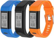 📟 garmin vivosmart hr+ replacement silicone wristbands - compatible bands for men and women, straps bracelet for vivosmart hr plus, approach x10, x40 - blue, black, orange logo