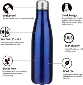 img 3 attached to JEAREY 17oz Stainless Steel Water Bottle: Insulated Vacuum Flask for Sports, Travel, and More - BPA Free, Double Walled, Cola Shape