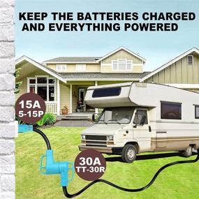 img 1 attached to 🔌 Upgraded CircleCord 30 Amp to 15 Amp RV Adapter Cord, 5-15P Male to TT-30R Female Electrical Power Dogbone with Convenient Grip Handle, Heavy Duty STW 10 Gauge 12 Inch Length for RV Trailer Camper