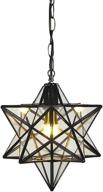 🌟 30cm pendant light - 12 inch moravian star pendant light with clear glass shade, led bulb included - ideal ceiling hanging drop lighting fixture for kitchen island, living room, bedroom, hallway logo