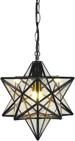 img 4 attached to 🌟 30CM Pendant Light - 12 Inch Moravian Star Pendant Light with Clear Glass Shade, LED Bulb Included - Ideal Ceiling Hanging Drop Lighting Fixture for Kitchen Island, Living Room, Bedroom, Hallway