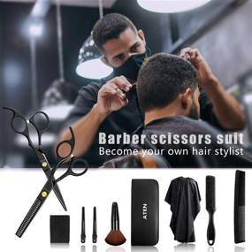 img 3 attached to Professional Haircut Scissors Set - 10 Pcs Hair Cutting Kit with Black Hairdressing Shears for Barbers