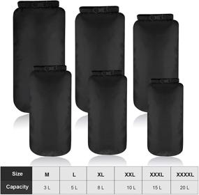 img 3 attached to Ultimate 6-Piece Waterproof Dry Bag Set: Lightweight Combo Pack for Kayaking, Boating, Hiking, Camping - 20L, 15L, 10L, 8L, 5L, 3L Sizes with Adjustable Shoulder Strap