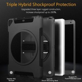 img 1 attached to 📱 Miesherk iPad 8th Gen/7th Gen Case: Rugged Full Body Shockproof Protection with 360° Swivel Stand for iPad 10.2 Inch 2020/2019 - Black with Handle/Shoulder Strap