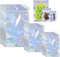 🛍️ 132-piece holographic resealable smell proof bags for food storage - foil mylar pouch bags for candy, coffee beans, eyelashes, lip gloss & jewelry, with clear airtight packaging logo