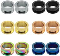 🔩 zs set of 4/6 pairs stainless steel screw fit tunnels plugs for flesh expander stretcher ear gauges piercing logo