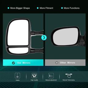 img 3 attached to 🔍 SCITOO Towing Mirrors For 1999-2007 Ford F250 F350 F450 F550 Super Duty - Manual Black Telescopic Door Side Mirrors - Driver and Passenger Pair Set (00-06 Ford Super Duty)