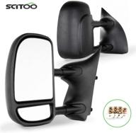 π scitoo towing mirrors for 1999-2007 ford f250 f350 f450 f550 super duty - manual black telescopic door side mirrors - driver and passenger pair set (00-06 ford super duty) logo