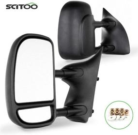 img 4 attached to 🔍 SCITOO Towing Mirrors For 1999-2007 Ford F250 F350 F450 F550 Super Duty - Manual Black Telescopic Door Side Mirrors - Driver and Passenger Pair Set (00-06 Ford Super Duty)