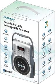 img 2 attached to KORAMZI Portable Rechargeable Karaoke Boombox with Bluetooth, USB, SD, FM Radio, AUX In, 3.5mm Audio Jack, Bluetooth Call Answering, Electric Guitar Audio Input, MIC Jack - KS-200SI Silver