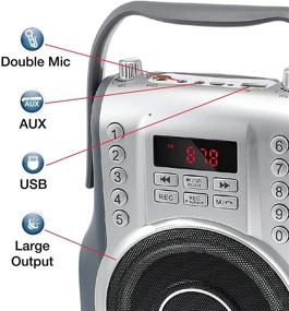 img 3 attached to KORAMZI Portable Rechargeable Karaoke Boombox with Bluetooth, USB, SD, FM Radio, AUX In, 3.5mm Audio Jack, Bluetooth Call Answering, Electric Guitar Audio Input, MIC Jack - KS-200SI Silver