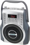 koramzi portable rechargeable karaoke boombox with bluetooth, usb, sd, fm radio, aux in, 3.5mm audio jack, bluetooth call answering, electric guitar audio input, mic jack - ks-200si silver logo