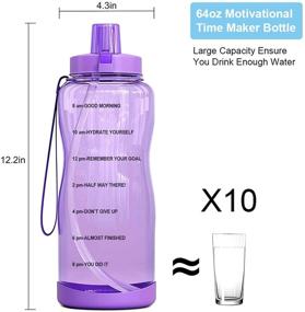 img 3 attached to BOTTLE BOTTLE 64oz Water Bottle with Straw & Time Marker, Large 💧 Half Gallon Motivational Jug for Fitness Gym and Outdoor Sports - BPA Free, Leakproof