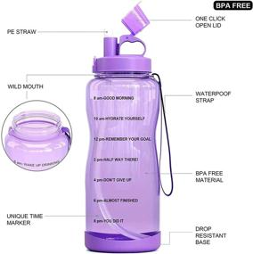 img 2 attached to BOTTLE BOTTLE 64oz Water Bottle with Straw & Time Marker, Large 💧 Half Gallon Motivational Jug for Fitness Gym and Outdoor Sports - BPA Free, Leakproof