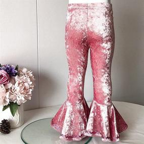 img 2 attached to 👶 HOOLCHEAN Baby Girls Stretch Spun Velvet Bell Bottoms Pants: Toddler Shiny Ruffle Leggings at Best Price