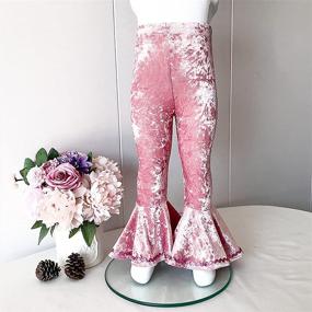 img 3 attached to 👶 HOOLCHEAN Baby Girls Stretch Spun Velvet Bell Bottoms Pants: Toddler Shiny Ruffle Leggings at Best Price