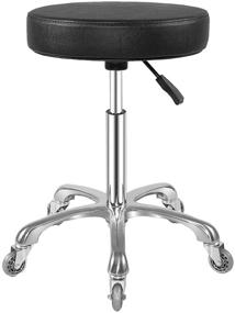 img 4 attached to Versatile Rolling Stool with Heavy-Duty Wheels: Perfect for Shop, Guitar Lab, Tattoo Studio, Medical Workbench. Adjustable Swivel Chair in Black.