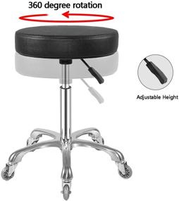 img 3 attached to Versatile Rolling Stool with Heavy-Duty Wheels: Perfect for Shop, Guitar Lab, Tattoo Studio, Medical Workbench. Adjustable Swivel Chair in Black.