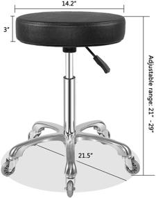 img 2 attached to Versatile Rolling Stool with Heavy-Duty Wheels: Perfect for Shop, Guitar Lab, Tattoo Studio, Medical Workbench. Adjustable Swivel Chair in Black.