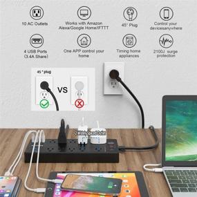 img 3 attached to 🔌 POWSAV Умная розетка с Wi-Fi, 5 умных розеток, совместима с Алексой и Google Home, 5 постоянно включенных розеток, 4 USB-порта, удлинитель на 6 футов - черный, сертифицирован по стандарту ETL