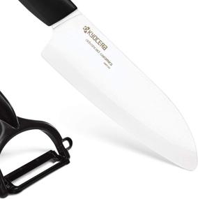 img 3 attached to 🔪 Набор ножа Santoku и Y-овощечистки Kyocera Advanced Ceramic Revolution - 5-1/2 дюйма, черный: передовая точность и универсальность