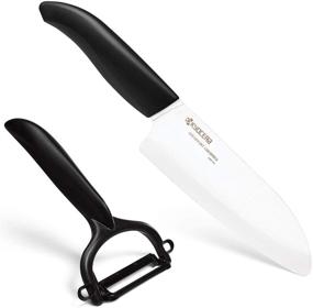 img 4 attached to 🔪 Набор ножа Santoku и Y-овощечистки Kyocera Advanced Ceramic Revolution - 5-1/2 дюйма, черный: передовая точность и универсальность