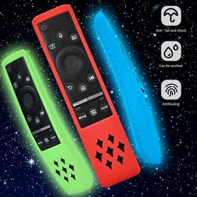 img 2 attached to 📺 Enhanced Protection for Samsung BN59-01312A Smart TV Remote Control - 3 Pack Silicone Cover | Glowing, Shockproof, Anti Slip, Battery Back Skin Sleeve