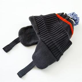 img 1 attached to 👦 Kids Striped Knit Beanie Hat with Earflap Warm Cuff Winter Cap by Connectyle Boys