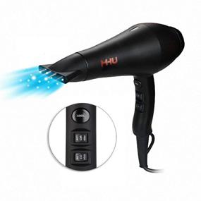 img 3 attached to MHU Professional Salon Grade 1875W Hair Dryer - Low Noise Ionic Ceramic AC Infrared Heat with Concentrator and Diffuser (Black Color)