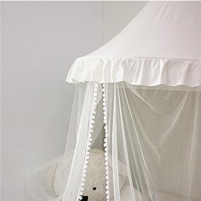 img 2 attached to 👑 White-B Bed Canopy: Chic Princess Nursery Decor for Kids, Chiffon Hanging Tent for Baby Room, Mosquito Net Bedding for Play and Reading Room