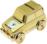 gold suv jeep clock by sanis enterprises, 1.5 x 3-inch logo