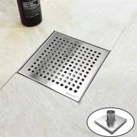 🚿 bathroom remodel: bernkot 6-inch square shower drain brushed 304 stainless steel cover with hair strainer & removable thread adapter logo