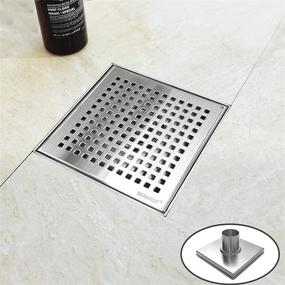 img 4 attached to 🚿 Bathroom Remodel: Bernkot 6-inch Square Shower Drain Brushed 304 Stainless Steel Cover with Hair Strainer & Removable Thread Adapter