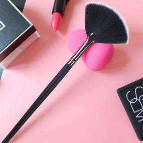 img 1 attached to 🎨 Versatile Fan Brush, Blush Brush, and Slim Vegan Makeup Brush Combo: A Must-Have for Flawless Makeup Application!