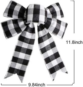 img 3 attached to 🎀 Soplus 1 Pcs Black/White Buffalo Plaid Christmas Bows- Holiday Wreaths & Xmas Tree Topper Bows for Party Decorations