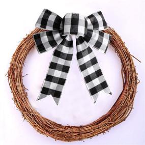 img 1 attached to 🎀 Soplus 1 Pcs Black/White Buffalo Plaid Christmas Bows- Holiday Wreaths & Xmas Tree Topper Bows for Party Decorations
