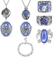 princess cuteness store the vampire diaries deluxe 🧛 8-piece prop replica jewelry set - genuine lapis stone logo