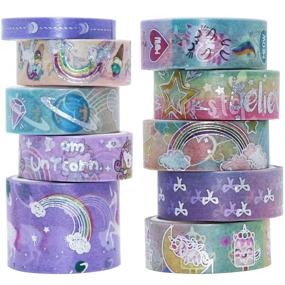 img 4 attached to 🦄 Veylin Unicorn Washi Tapes: 10 Rolls of Sliver Foil Decorative Masking Tape for Unicorn Party Favors