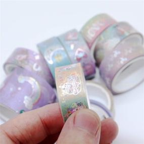 img 1 attached to 🦄 Veylin Unicorn Washi Tapes: 10 Rolls of Sliver Foil Decorative Masking Tape for Unicorn Party Favors