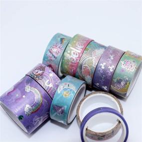 img 2 attached to 🦄 Veylin Unicorn Washi Tapes: 10 Rolls of Sliver Foil Decorative Masking Tape for Unicorn Party Favors