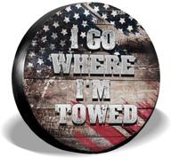 🚗 waterproof dust-proof universal spare wheel tire cover – "i go where i'm towed" – fits jeep, trailer, rv, suv, and more logo