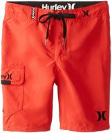 🩳 hurley little boys' one-and-only daring red boardshorts logo