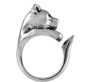 img 4 attached to 🐼 Elevate Your Style with the Ellenviva Panda Bear Animal Wrap Ring - White Gold-Plated Shiny Silver Tone