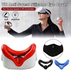 img 3 attached to 🔵 Insuwun VR Silicone Face Cover Pad, совместимый с Oculus Quest 2 VR - влагоотталкивающий, светонепроницаемый, нескользящий, сменные насадки для лица, которые можно стирать (синий)