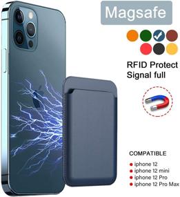 img 2 attached to Electman Magnetic Credit Card Holder Leather Wallet - Compatible with iPhone 12/12 Pro/12 Mini/12 Pro Max Card Package - Magnetic RFID Card - Credit Card Clip - Holds 1-2 Cards - Blue01