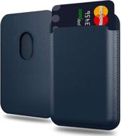 electman magnetic credit card holder leather wallet - compatible with iphone 12/12 pro/12 mini/12 pro max card package - magnetic rfid card - credit card clip - holds 1-2 cards - blue01 logo