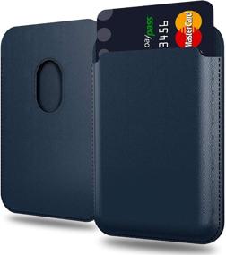 img 4 attached to Electman Magnetic Credit Card Holder Leather Wallet - Compatible with iPhone 12/12 Pro/12 Mini/12 Pro Max Card Package - Magnetic RFID Card - Credit Card Clip - Holds 1-2 Cards - Blue01