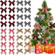 🎀 80-piece christmas ribbon bows: versatile craft diy ribbon bows in multiple styles for sewing, wedding, scrapbooking, and wrapping - black and red check plaid, linen logo