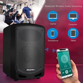 img 1 attached to 🔊 Беспроводная портативная акустическая система Bluetooth PA - караоке система для помещений и открытых пространств с беспроводным микрофоном, аудиозаписью, аккумулятором, поддержкой USB/SD-карт, стойкой крепления - идеальная для вечеринок и управления толпой - Pyle